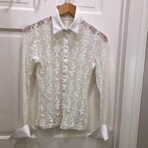 Anne Fontaine White Lace Blouse
